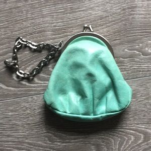 Turquoise leather coin purse by Hobo